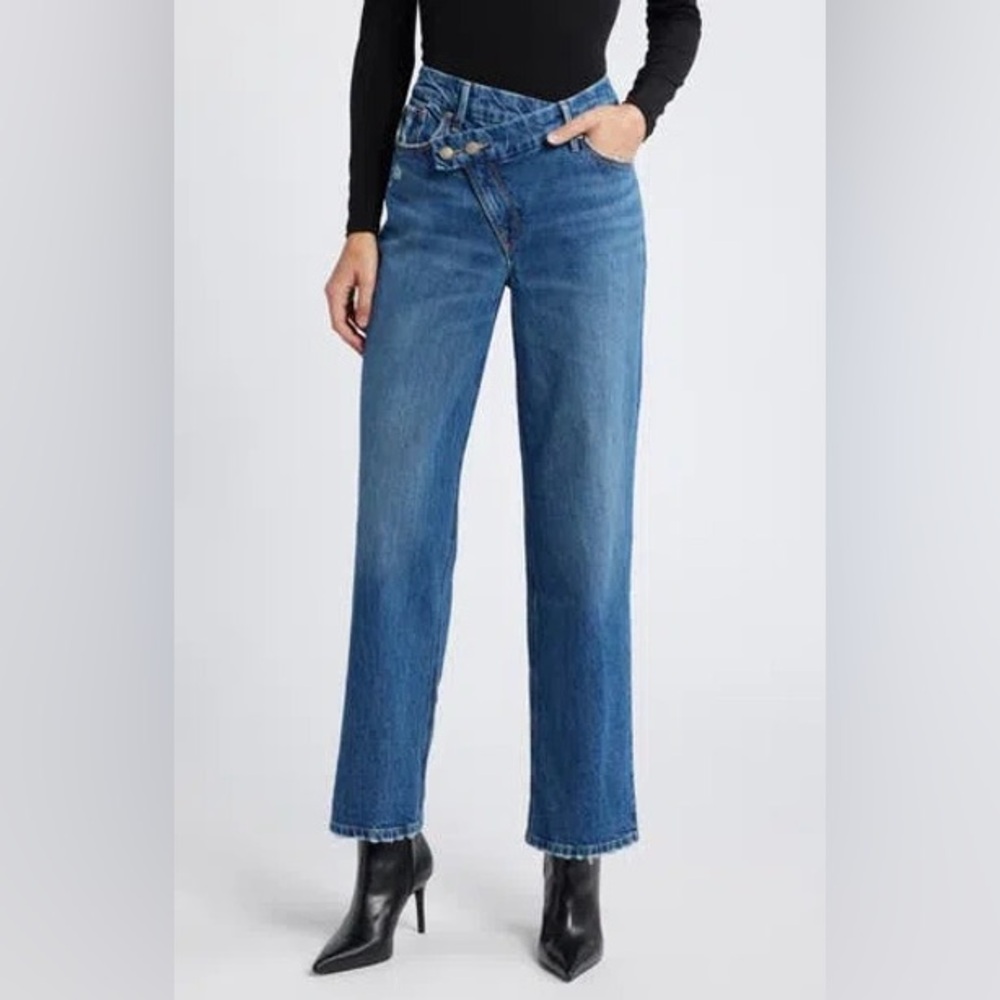 Good American Blue Straight Leg Jeans